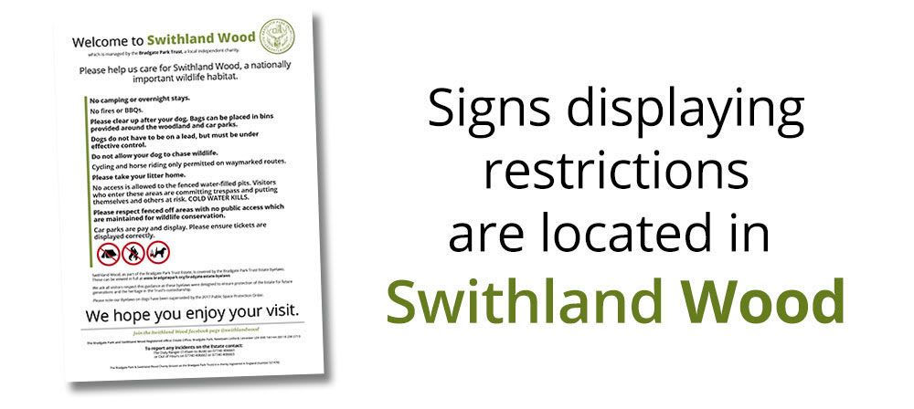 Signs displaying byelaws in Swithland Wood